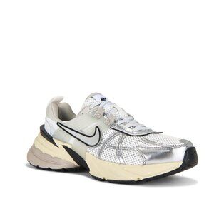 Nike V2K Run Sneaker in Summit White & Metallic Silver